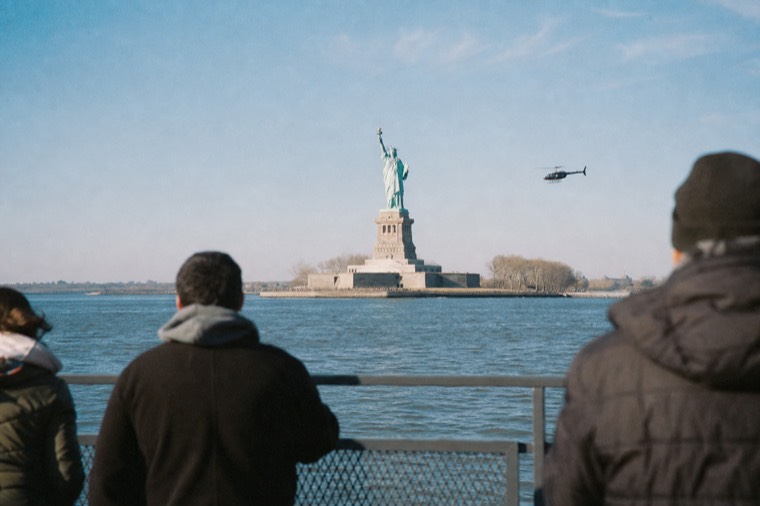 The Statue of Liberty seen from a ferry in New York Harbor